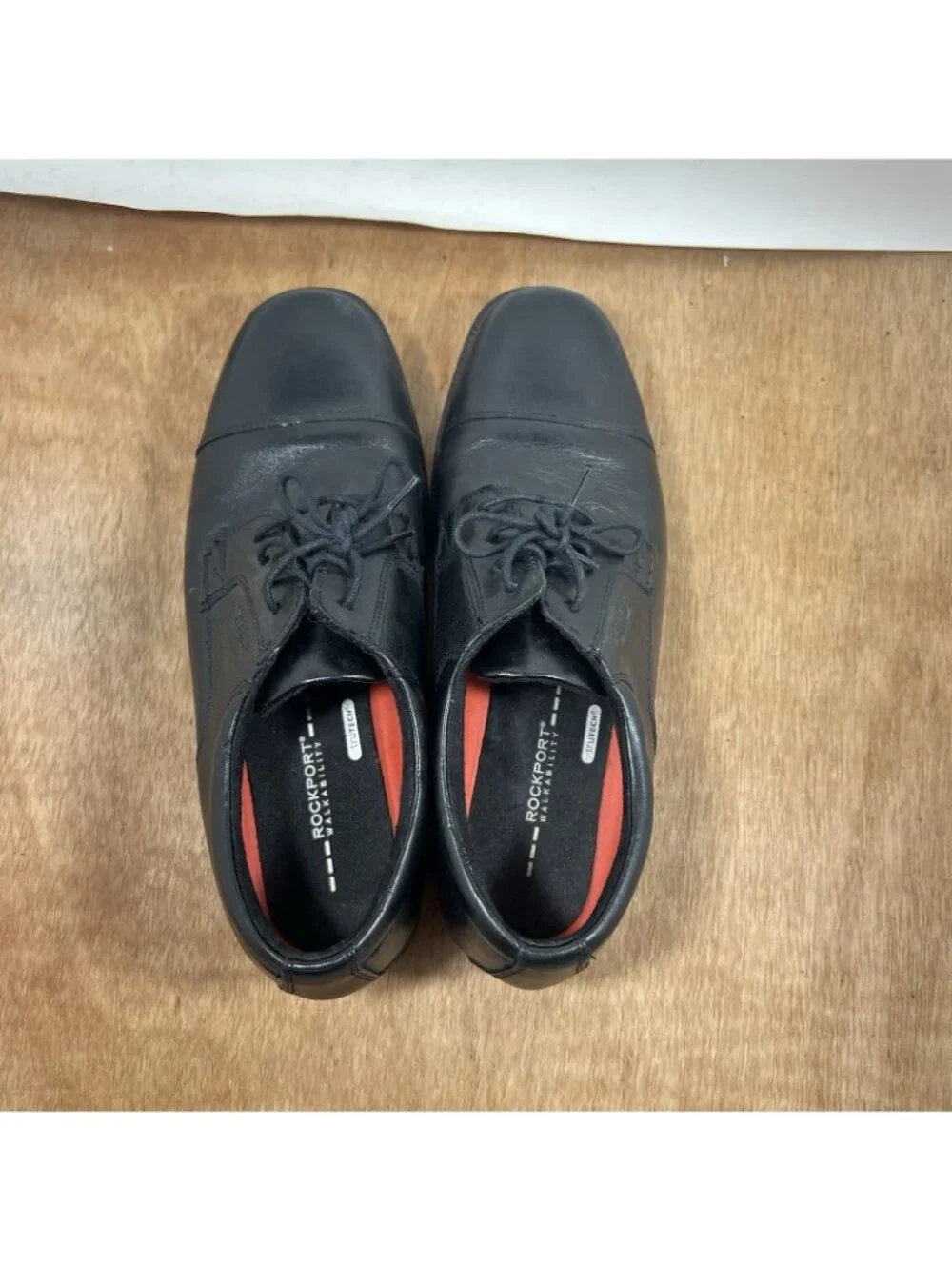 Rockport Essential Details Cap Toe Men Size 9.5 Black Oxfords Shoes Waterproof